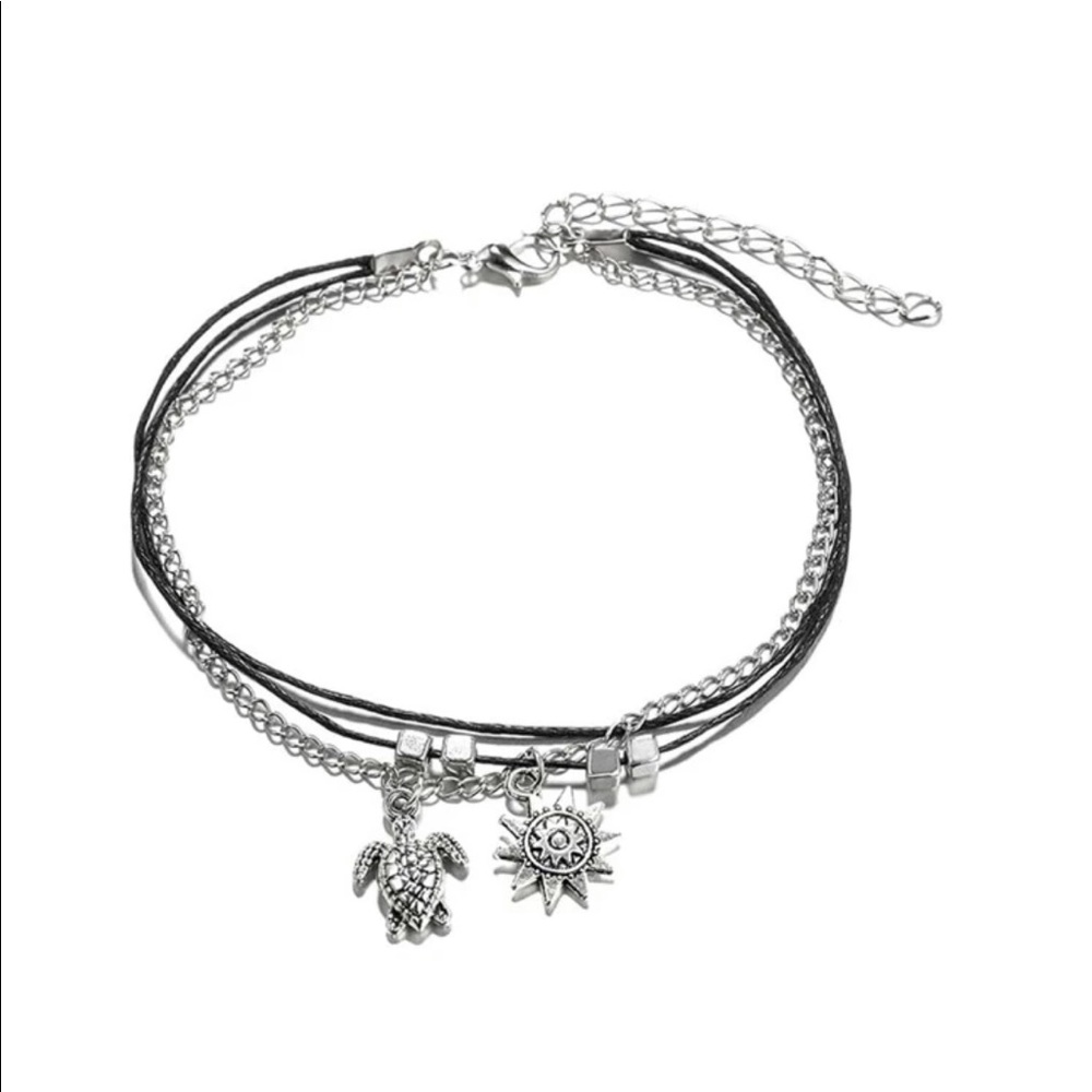 Layered Sun + Turtle Anklet - Picture 2 of 4